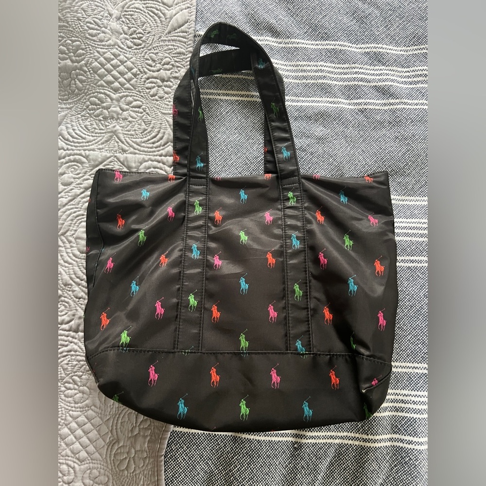 Vintage (circa early 2000s) multi color logo Ralph Lauren Polo tote bag